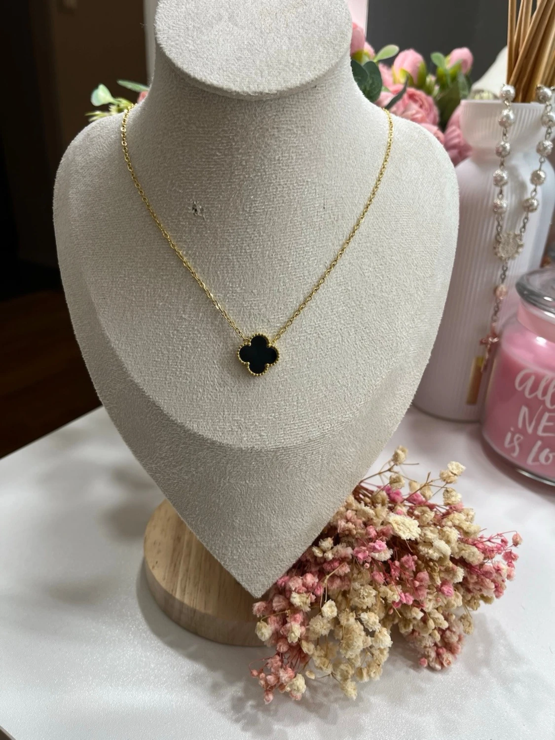 18k guldpläterad klöver halsband  - 2