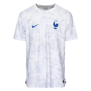 france away kit 22/23 - mycket fin frankrike tröja helt ny i påsen. Tröjan är i sportmaterial och är en måste ha till sommaren. Tröjan är i ett coolt mönster med olika toner av vit o grå med blåa detaljer! tveka inte på att skriva vid intresse!