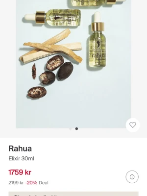 Rahua Elixir Hårolja 100% ren handgjord rahuaolja  från Amazonas - Ordinarie pris ca 2000kr! BESKRIVNING OM PRODUKTEN FINNS MED PÅ BILDERNA.  OBS: det finns utöver den nya oanvända oljan finns en till olja (samma produkt) som har ca 3/4 kvar som man kan få med på köpet! 