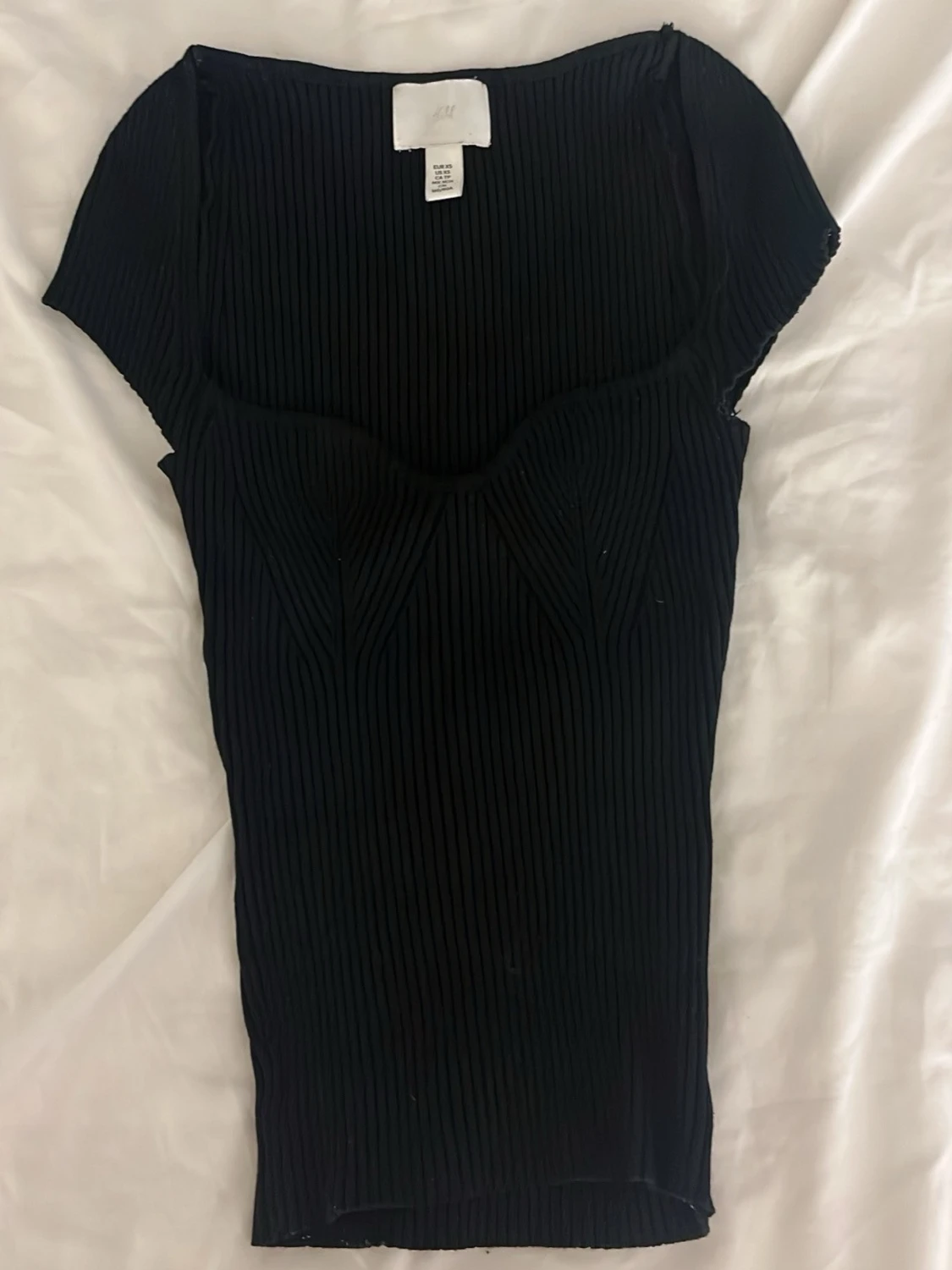 Svart ribbad topp från H&M XS