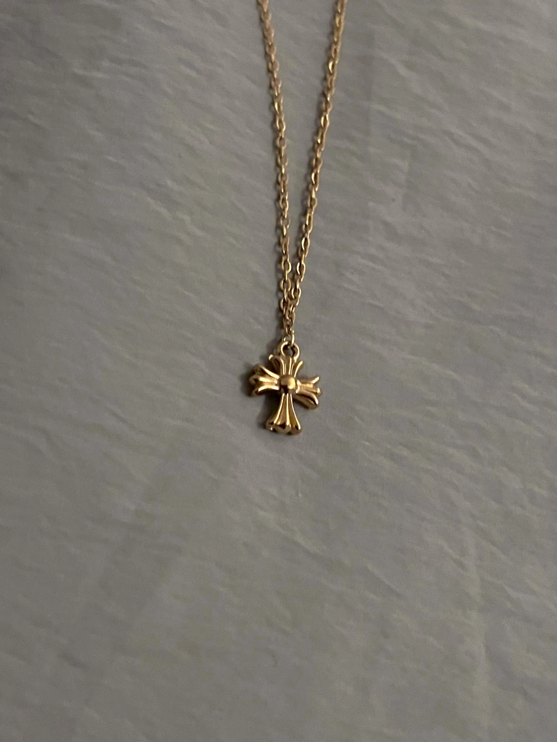 Minimalist gold statement cross necklace - 1