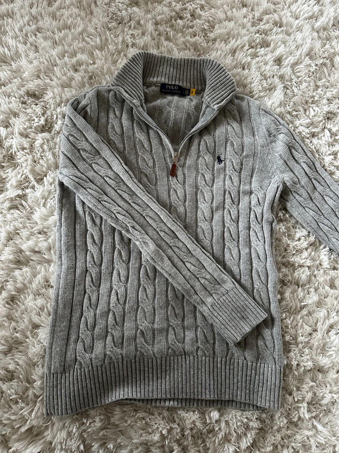 Grå stickad half zip-tröja Polo Ralph Lauren