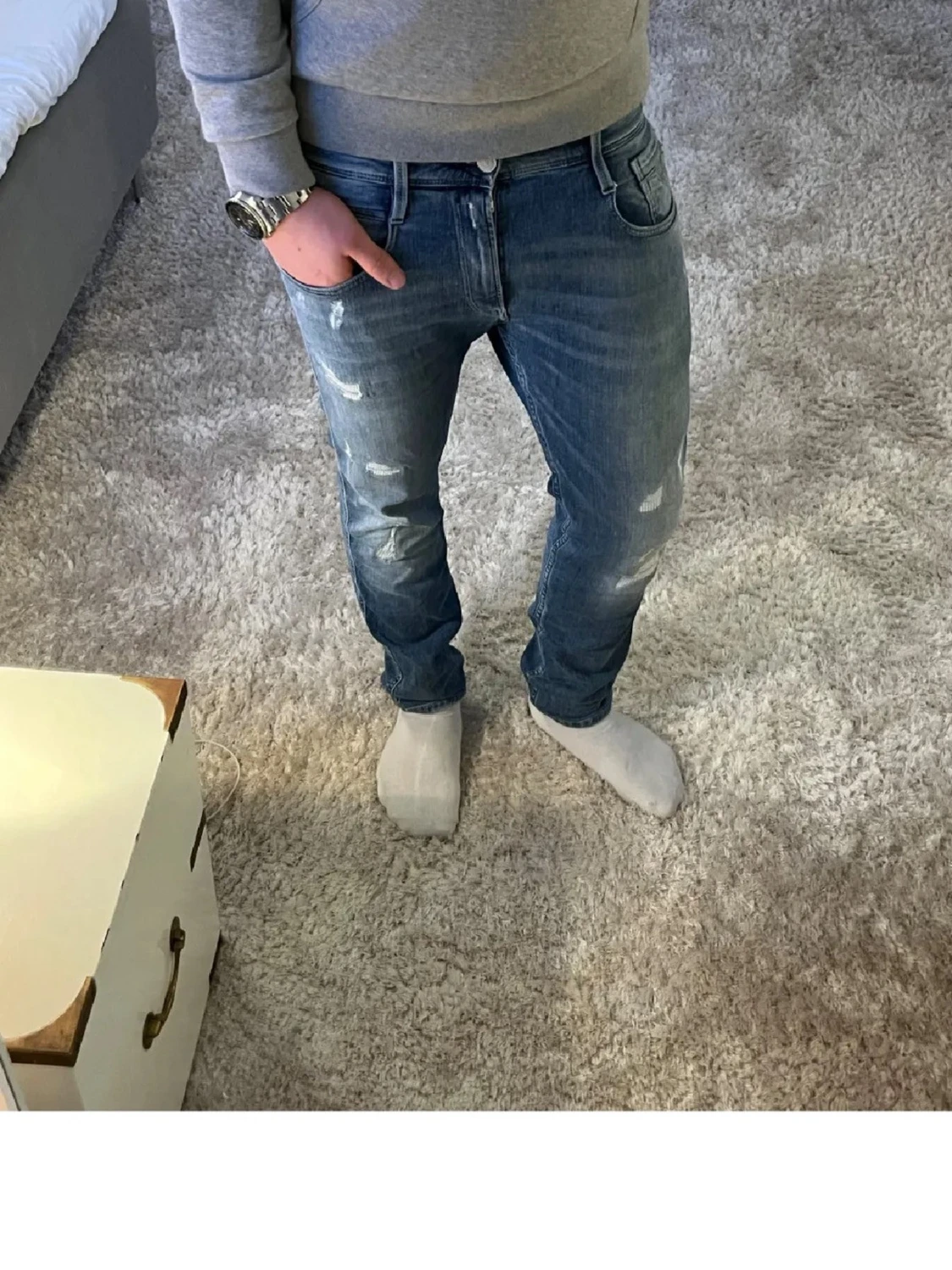 Replay blå jeans med slitningar - 1