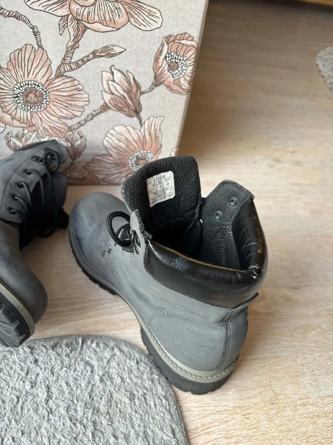 Grå boots från Everest med snörning - 6