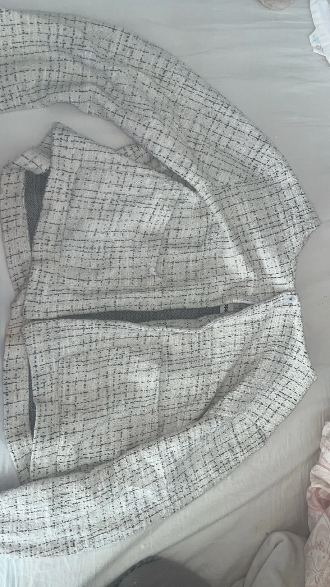 Vit rutig kavaj med dragkedja