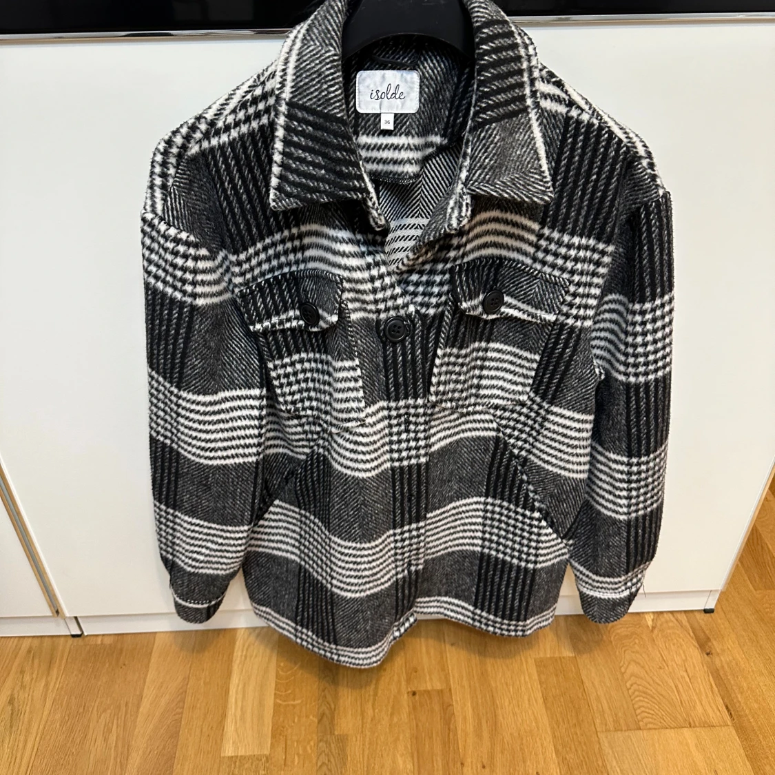 Rutig overshirt i ullmix