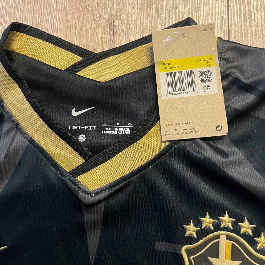 Svart Brasil Nike fotbollströja S - 3