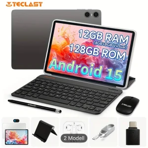 Teclast P30T Android 15 Surfplatta 128GB - Teclast P30T surfplatta med Android 15, 12GB RAM (4GB+8GB virtuellt), 128GB lagring. Levereras med tangentbord, mus, penna, fodral, skärmskydd och laddare. Perfekt för arbete och underhållning. Produkten ser ny ut utan synligt slitage.