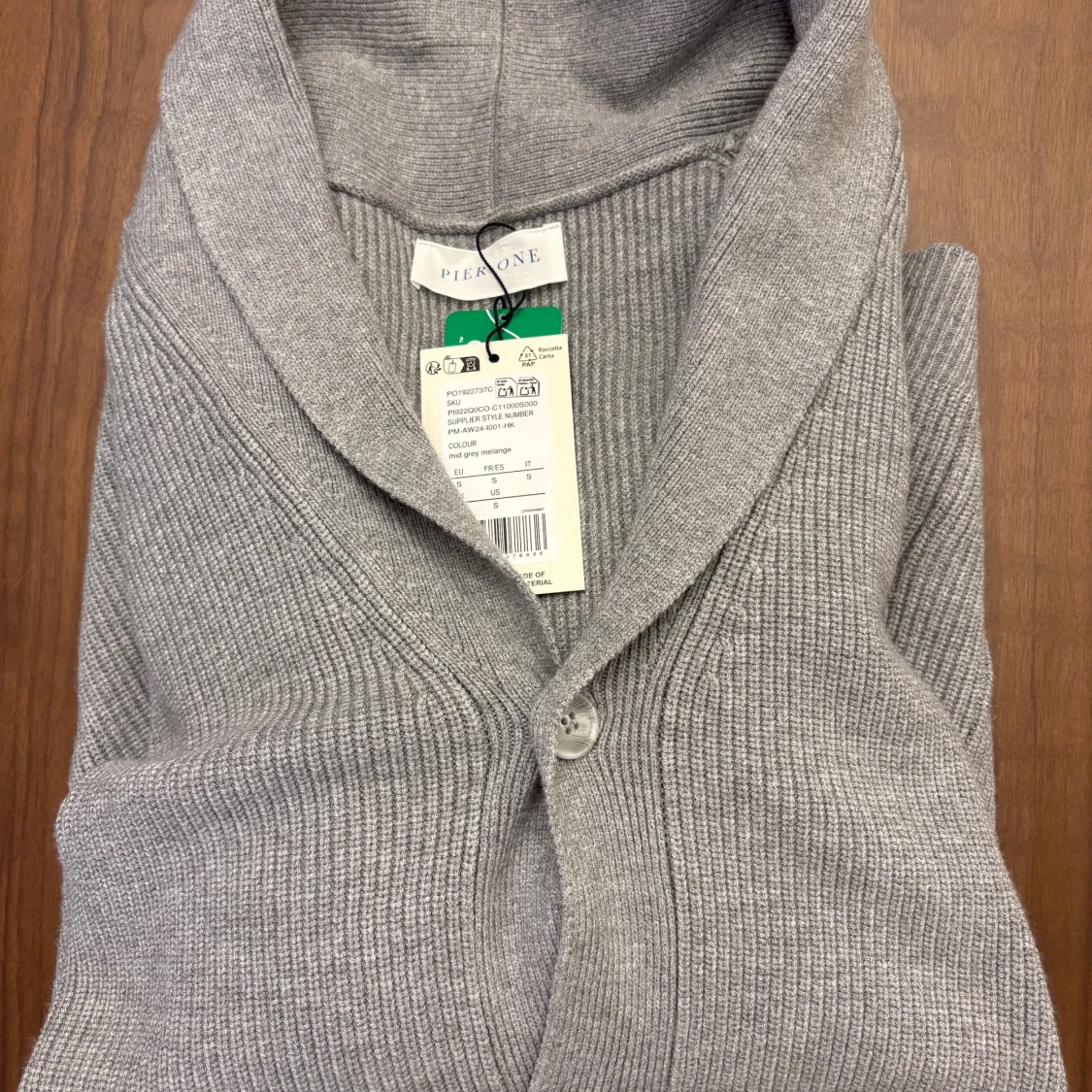 Grå ribbstickad kofta från Pier One - 1