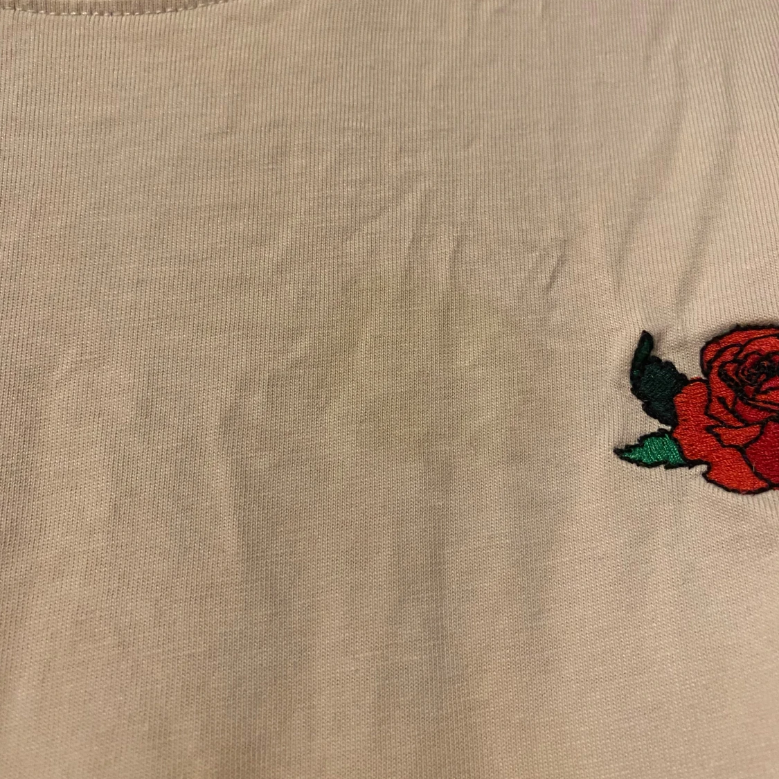 Beige t-shirt med rosbroderi från H&M - 1