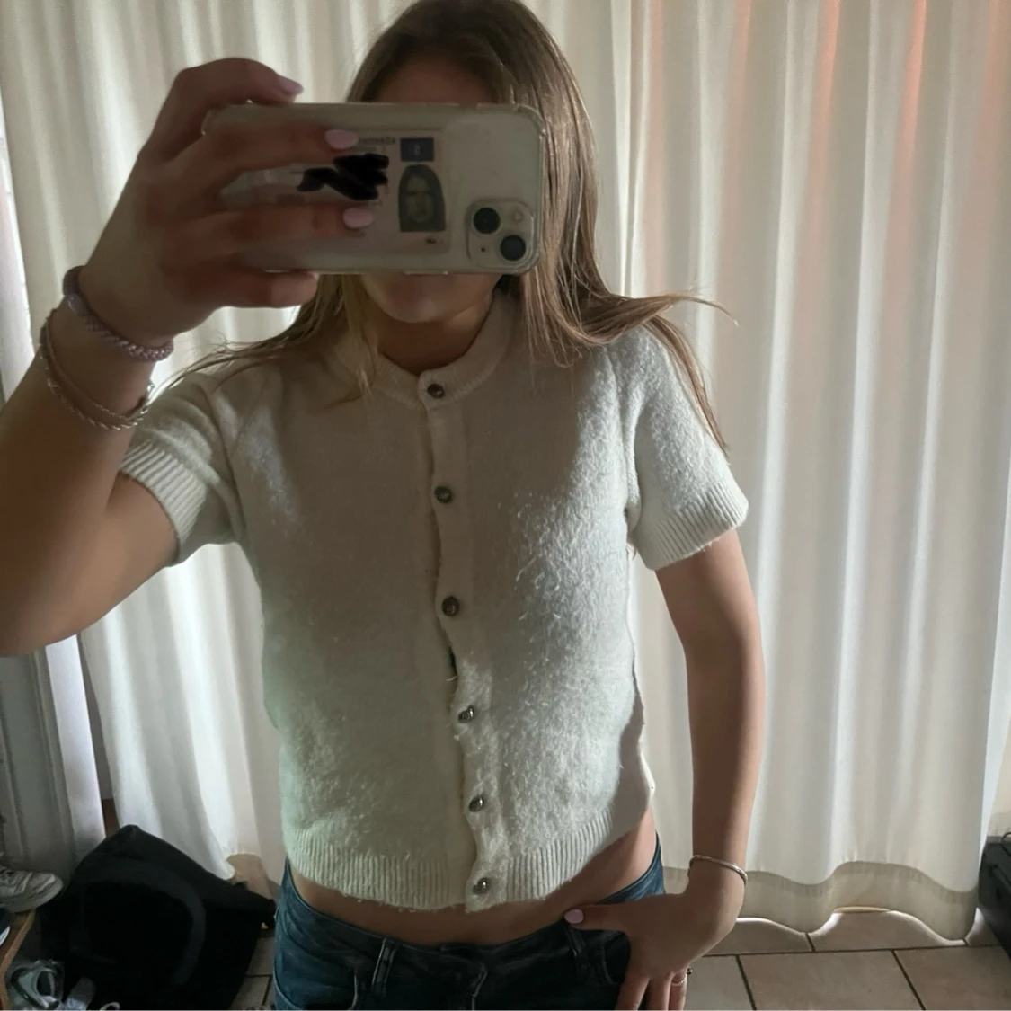 Vit stickad kortärmad topp Gina Tricot - 2