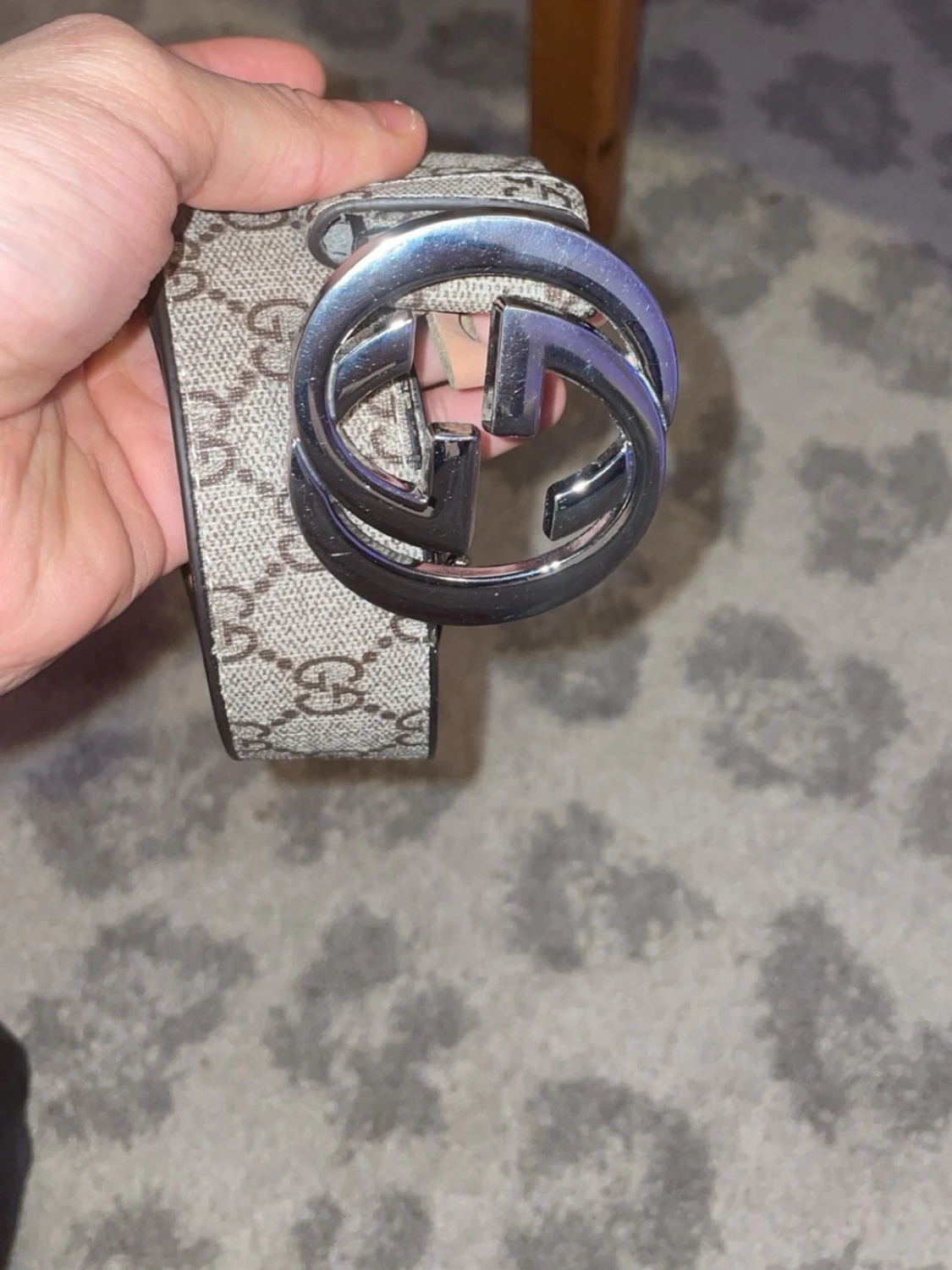 Gucci beige skärp med GG-spänne