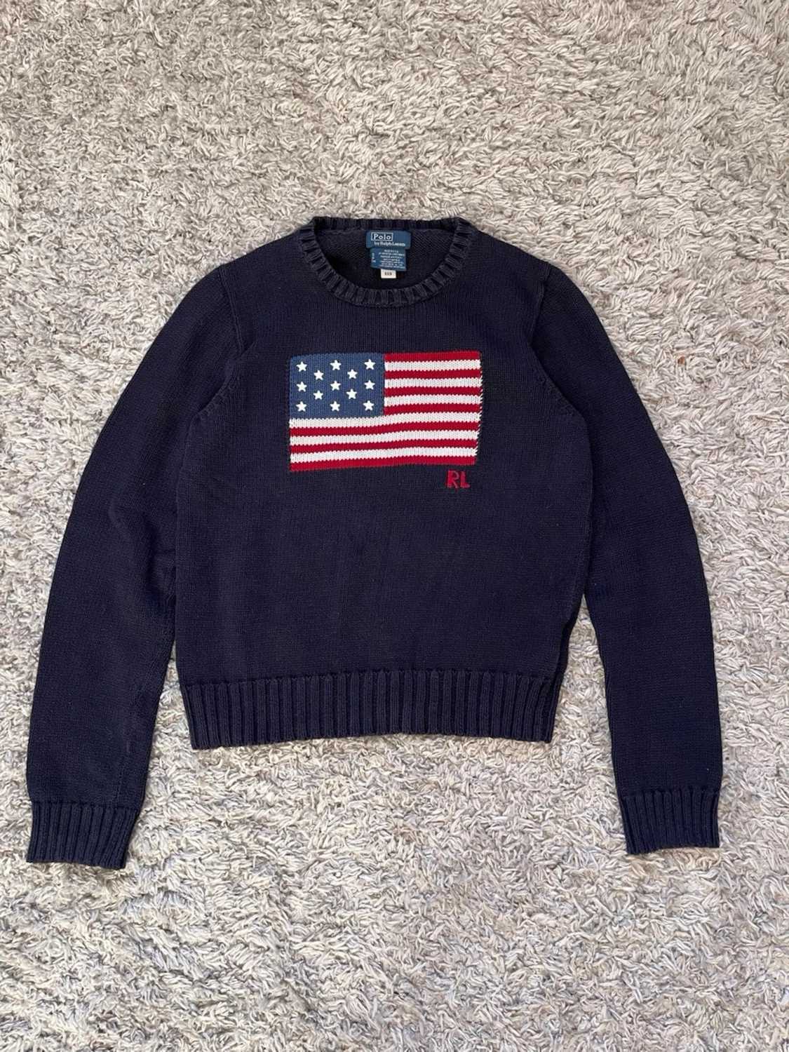 Mörkblå stickad tröja Polo Ralph Lauren