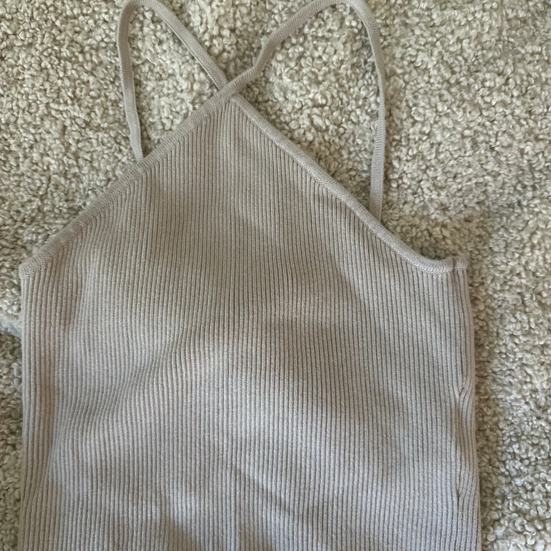 Beige ribbad linnetopp från H&M