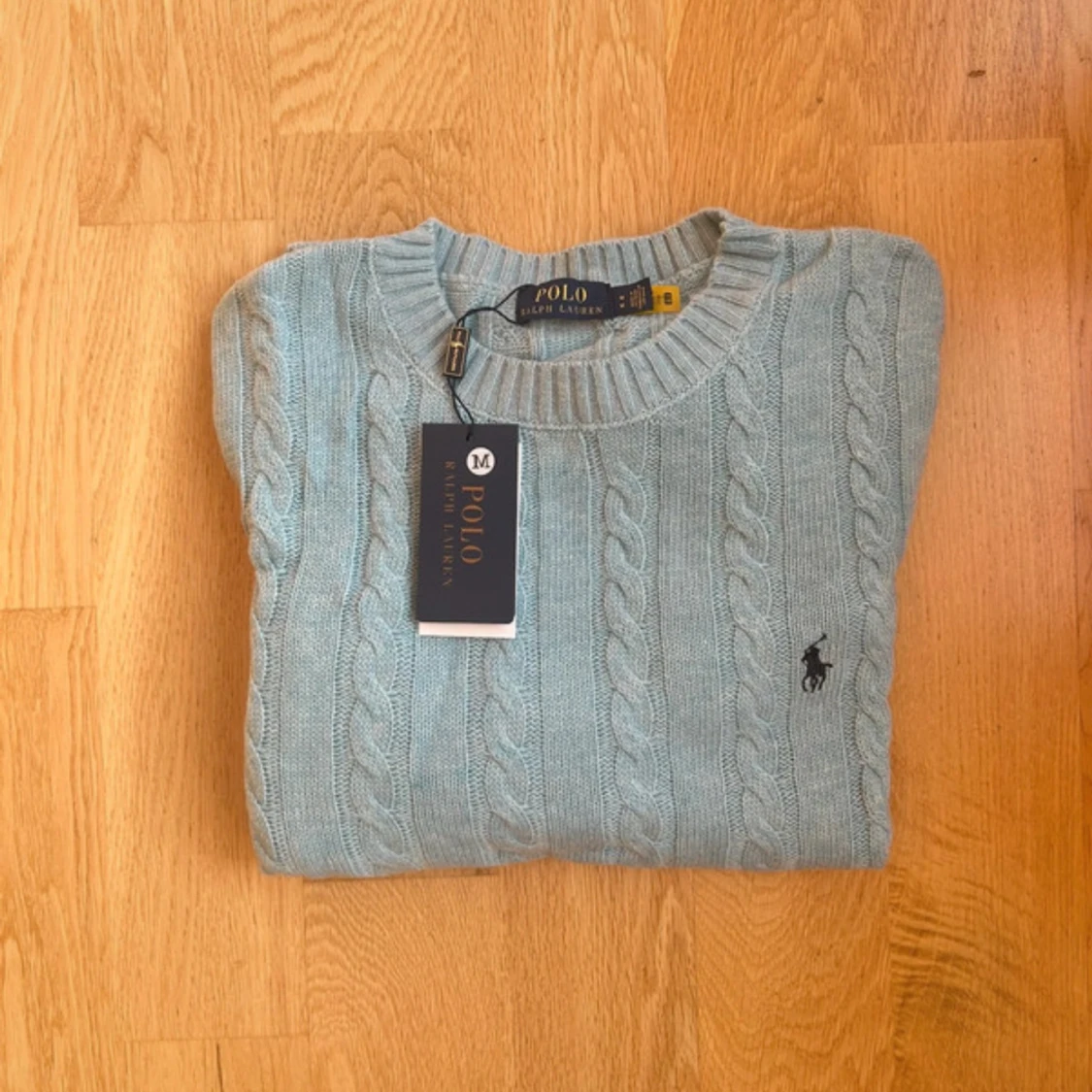 Ljusblå kabelstickad tröja Polo Ralph Lauren - 1