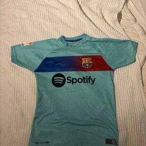 FC Barcelona Nike fotbollströja blå - Säljer en fc Barcelona fotbollströja med lewandowski nummer 9 på ryggen tröjan har inga tydliga skavanker 8/10 skick använt ca 15 gånger. Tröjan är storlek 176 cm