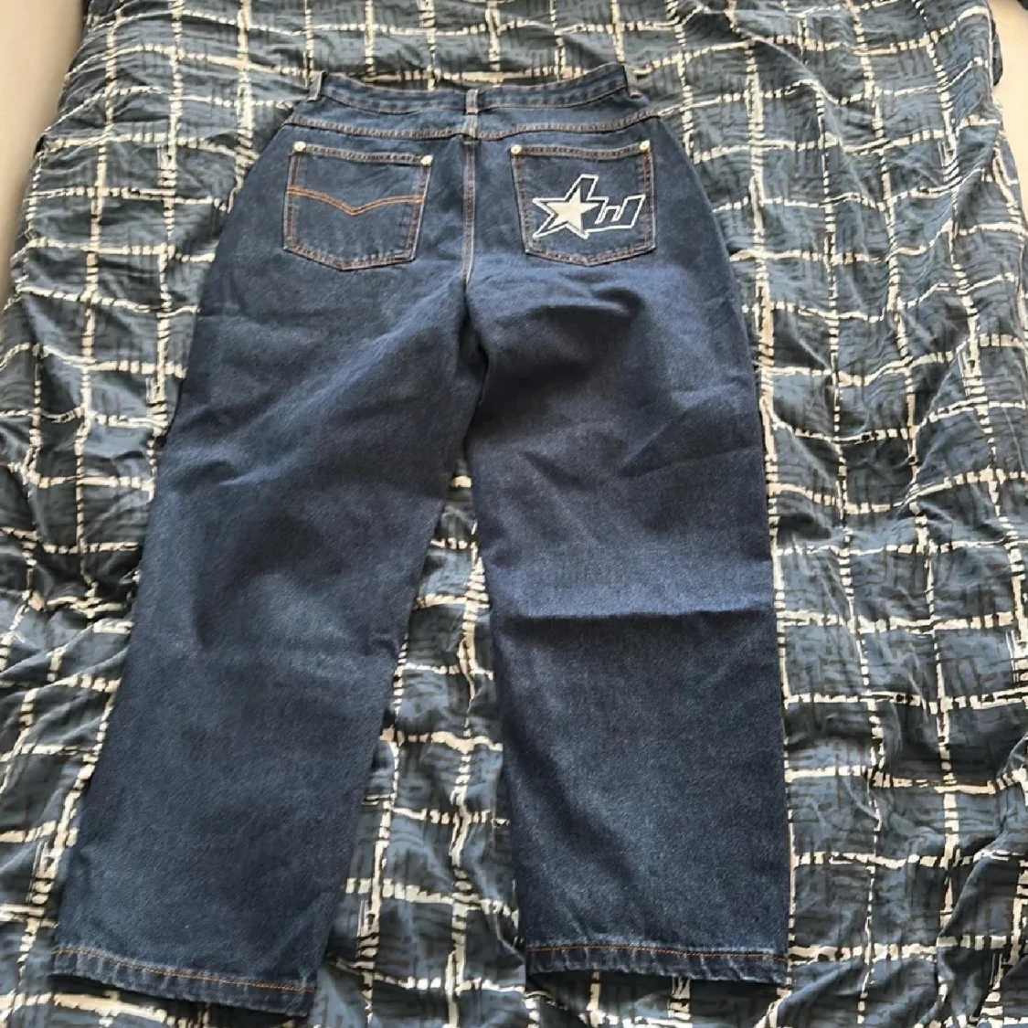 Blå wide jeans från Lorenzo, stl 32 - 1