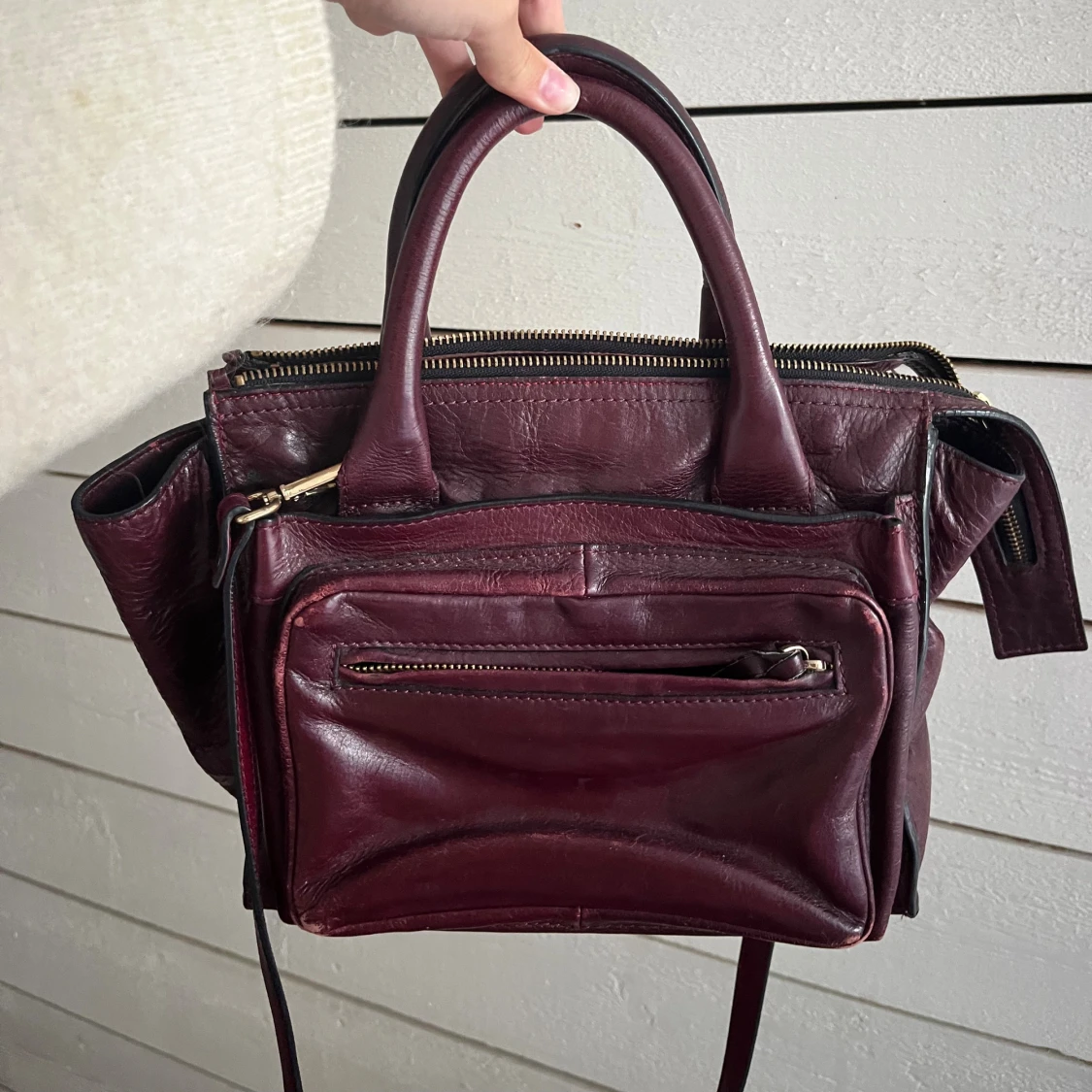 Röd handväska skinn zara - 2