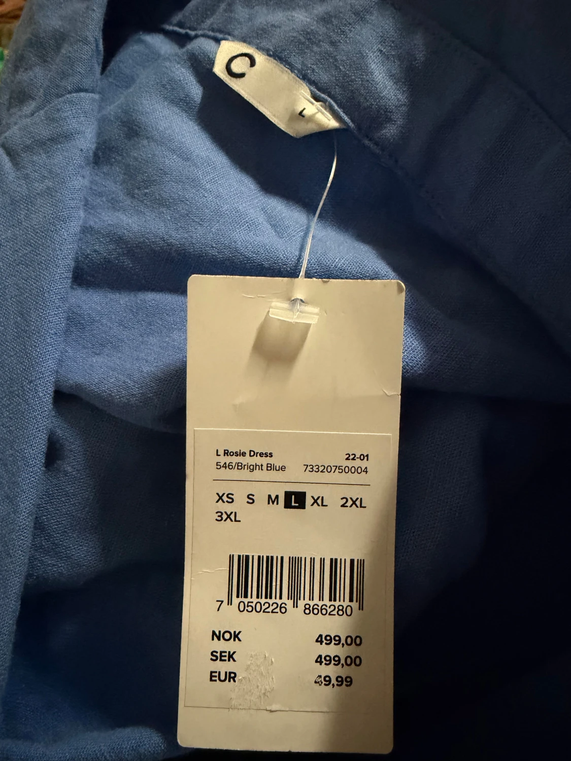 Blå långklänning med knytskärp - 1