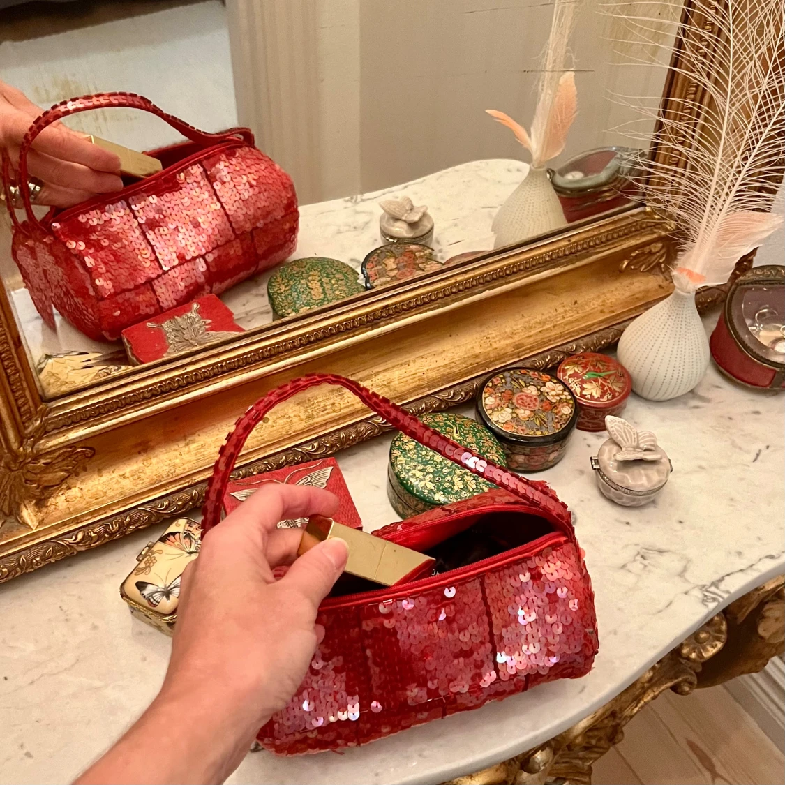 Röd paljettväska - 2