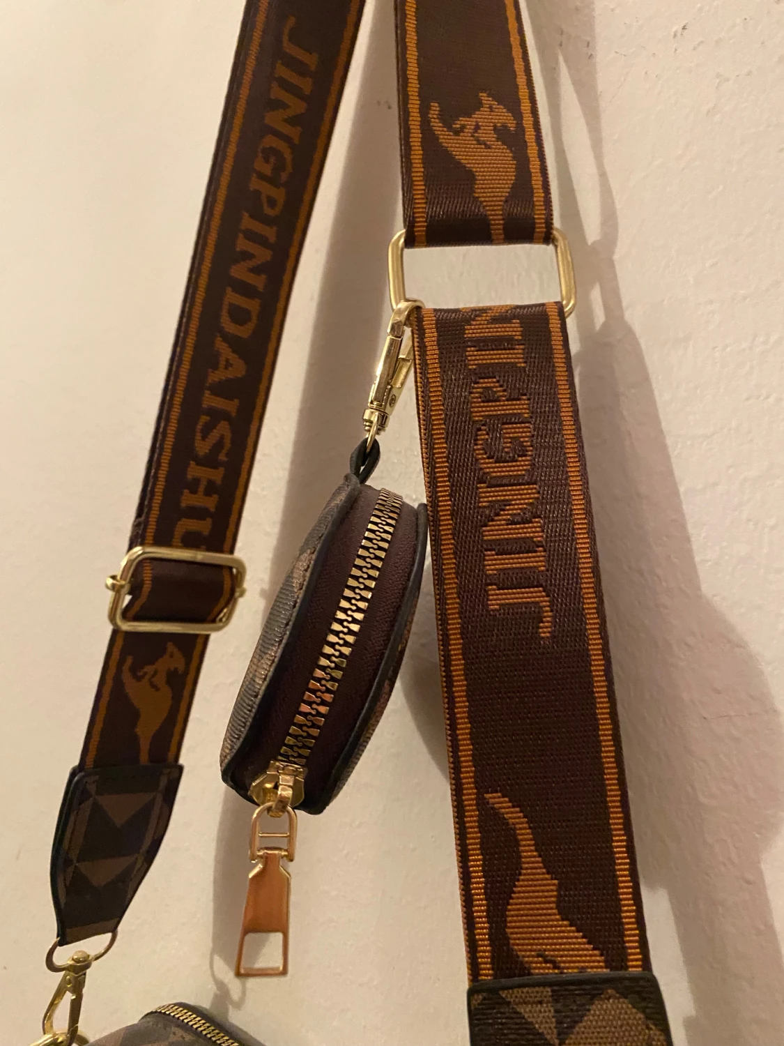 Brun geometrisk axelväska Jingpindaishu - 1