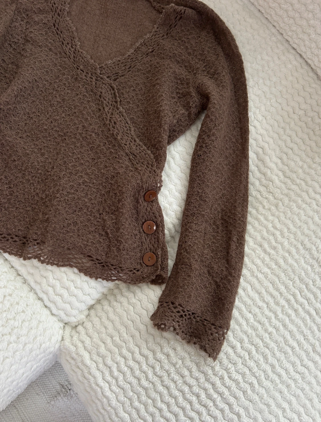 Stickad omlotttröja i mohair-mix   - 2