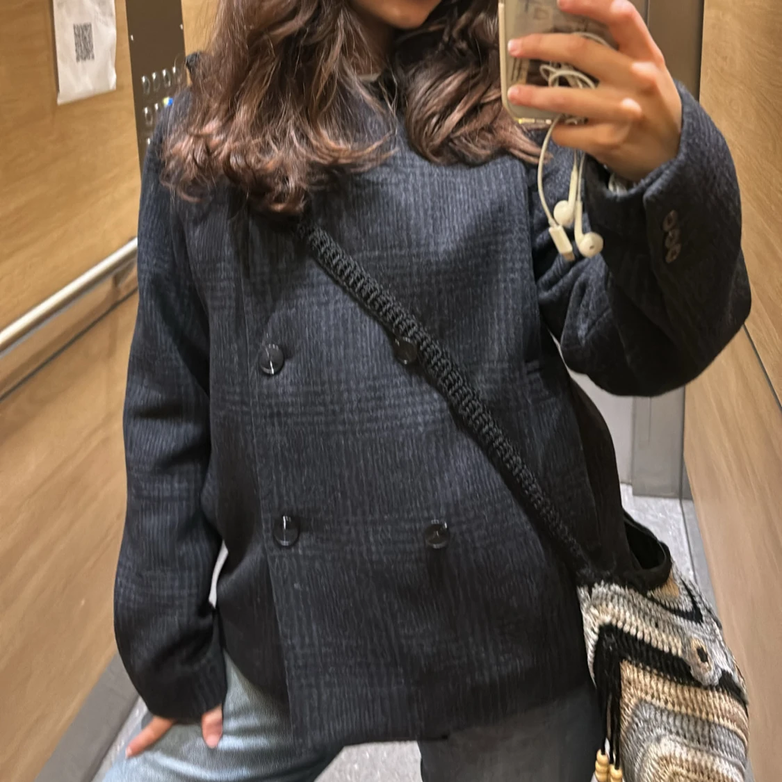 Svart rutig skepparkavaj i ull - 1