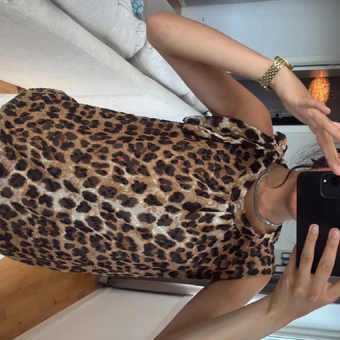 Leopardmönstrad ärmlös blus