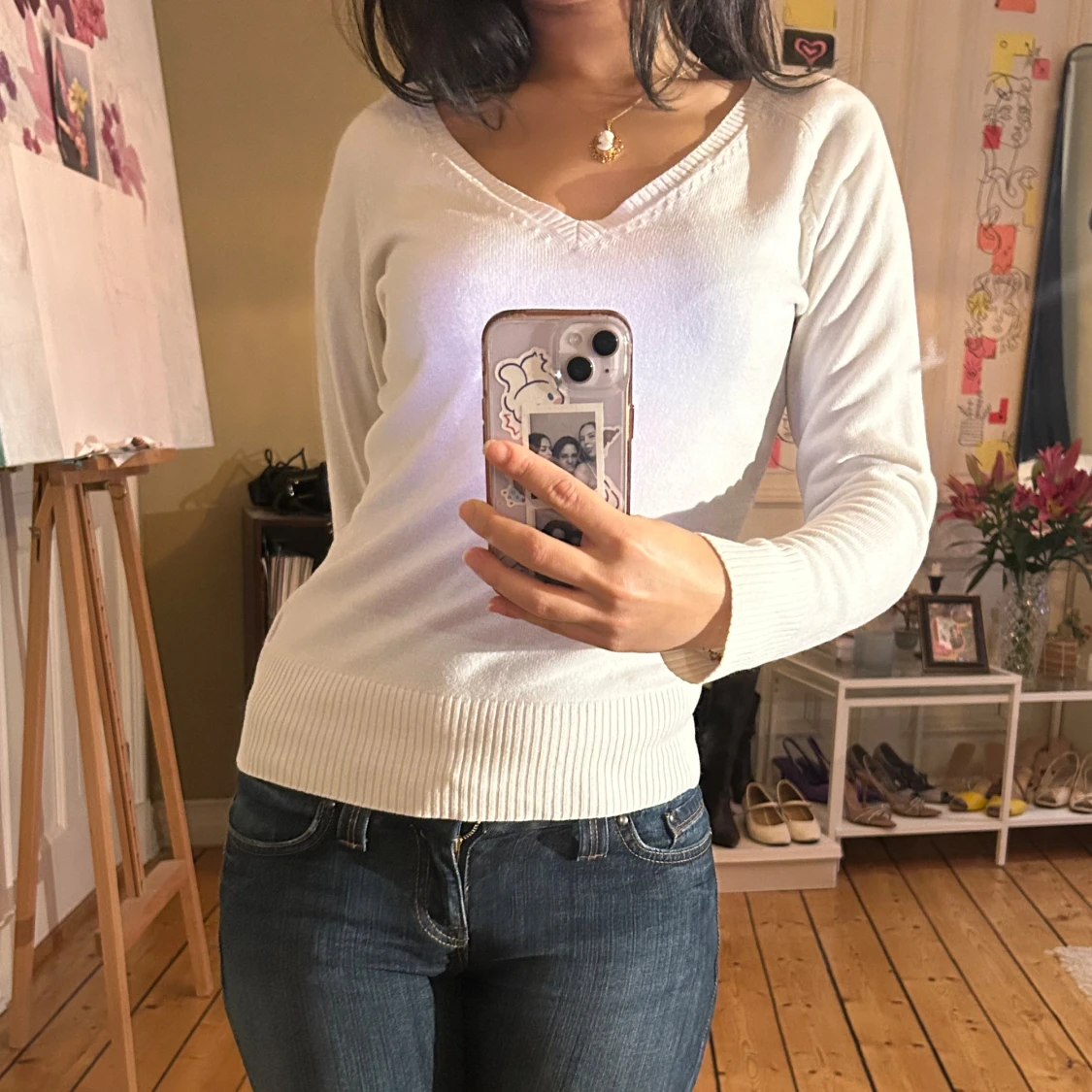 Vit långärmad topp 