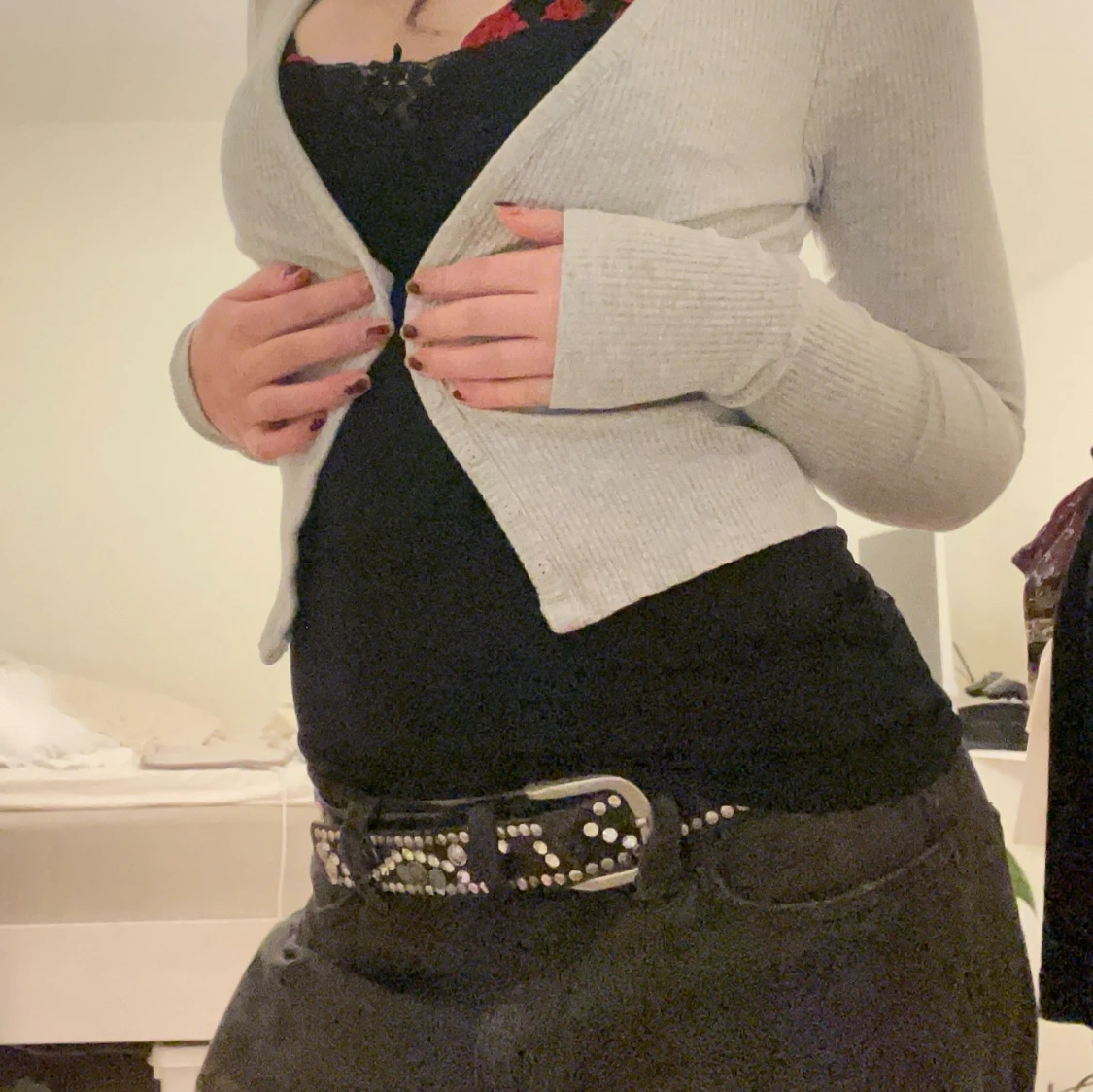 supersöt ljusgrå kofta - 1