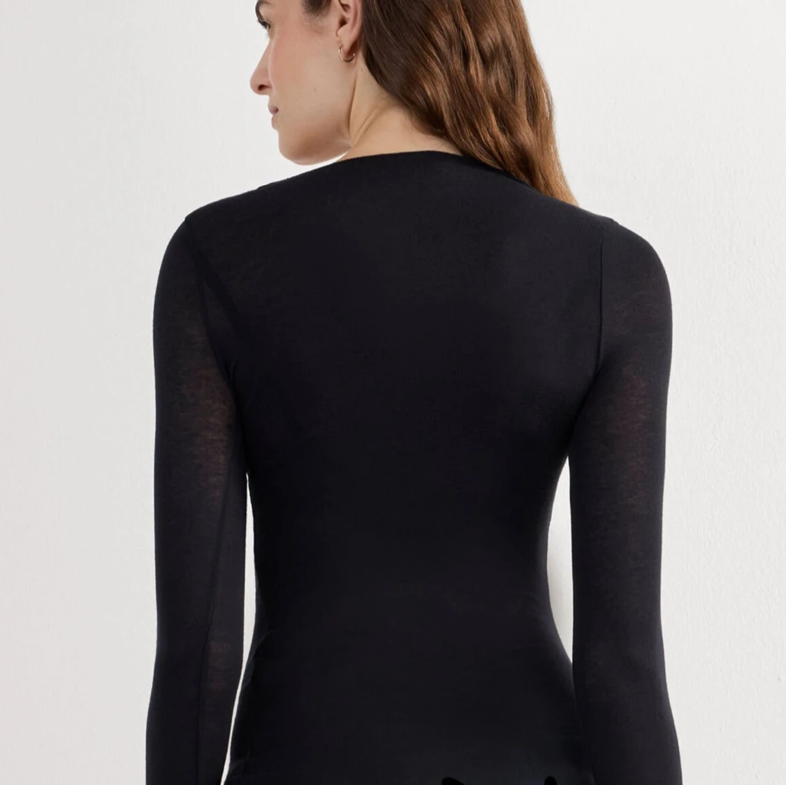 Svart långärmad topp med spets - 2