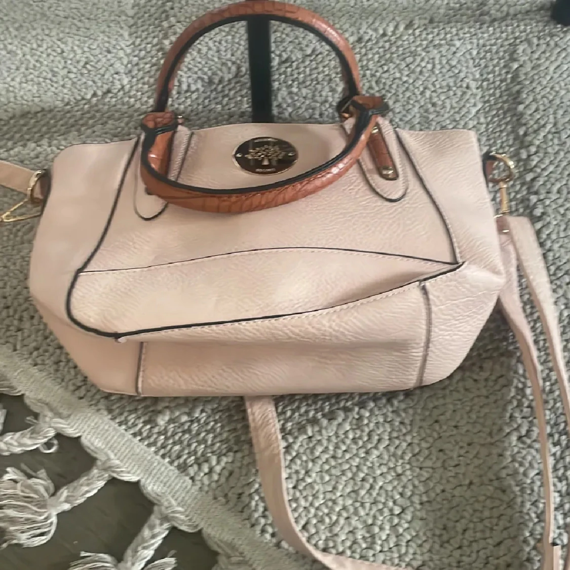 Mulberry ljusrosa handväska med bruna detaljer - 2