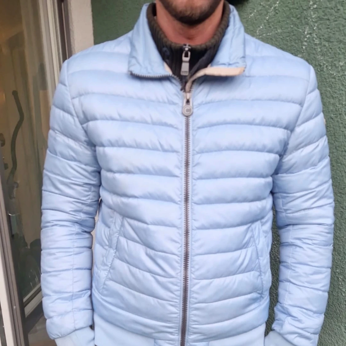 Ljusblå Colmar pufferjacka herr storlek M/L