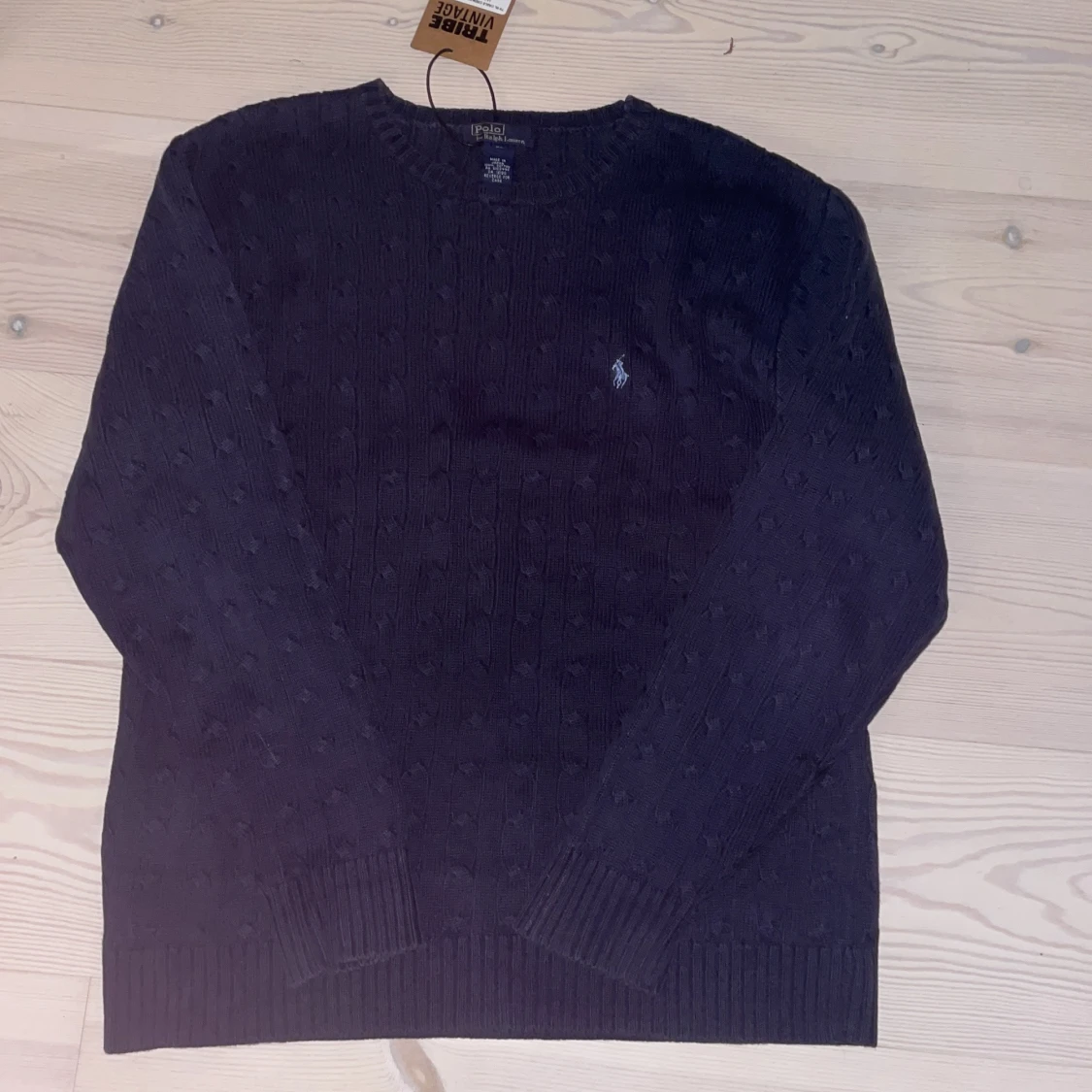 Mörkblå kabelstickad tröja Polo Ralph Lauren - 3