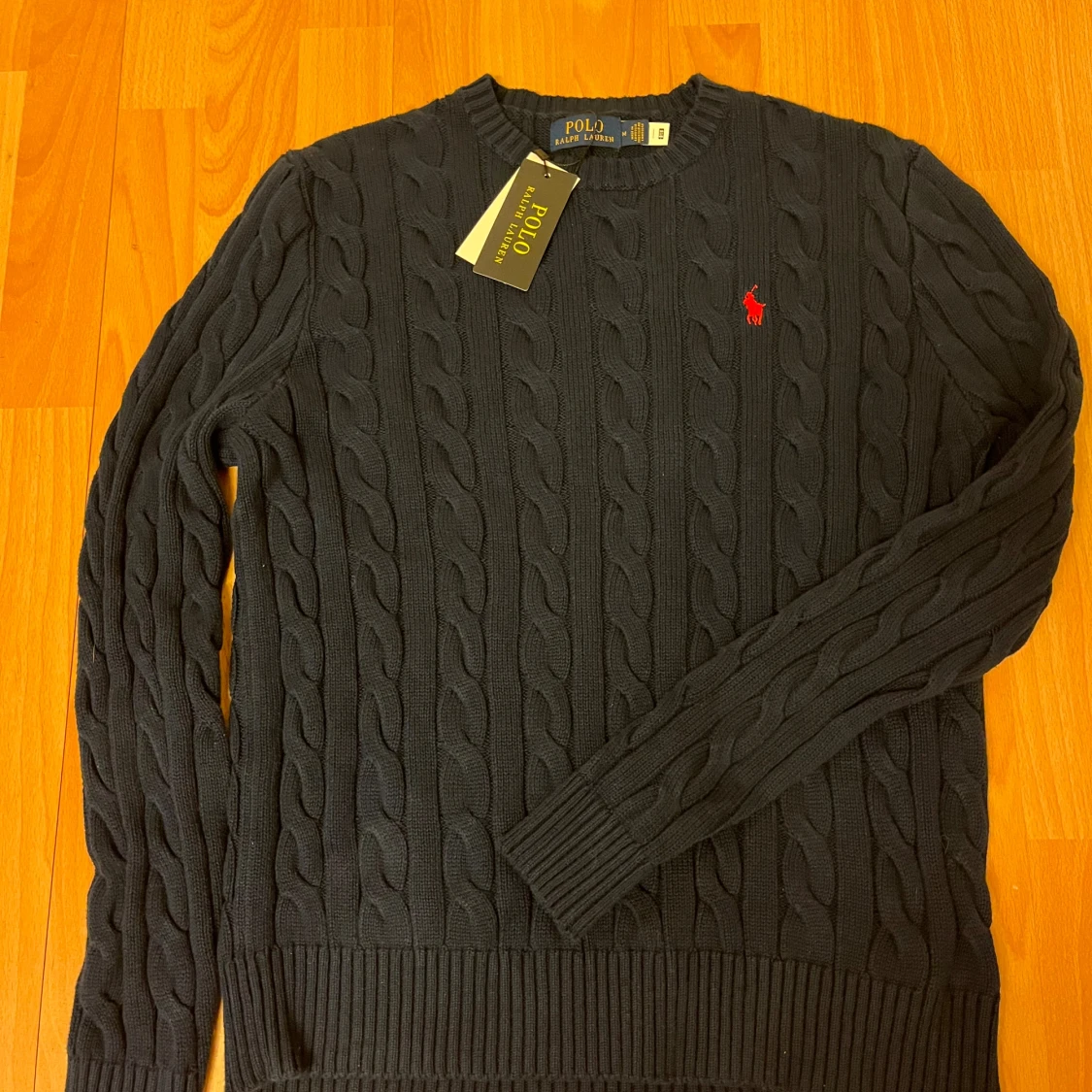 Mörkblå kabelstickad tröja Polo Ralph Lauren