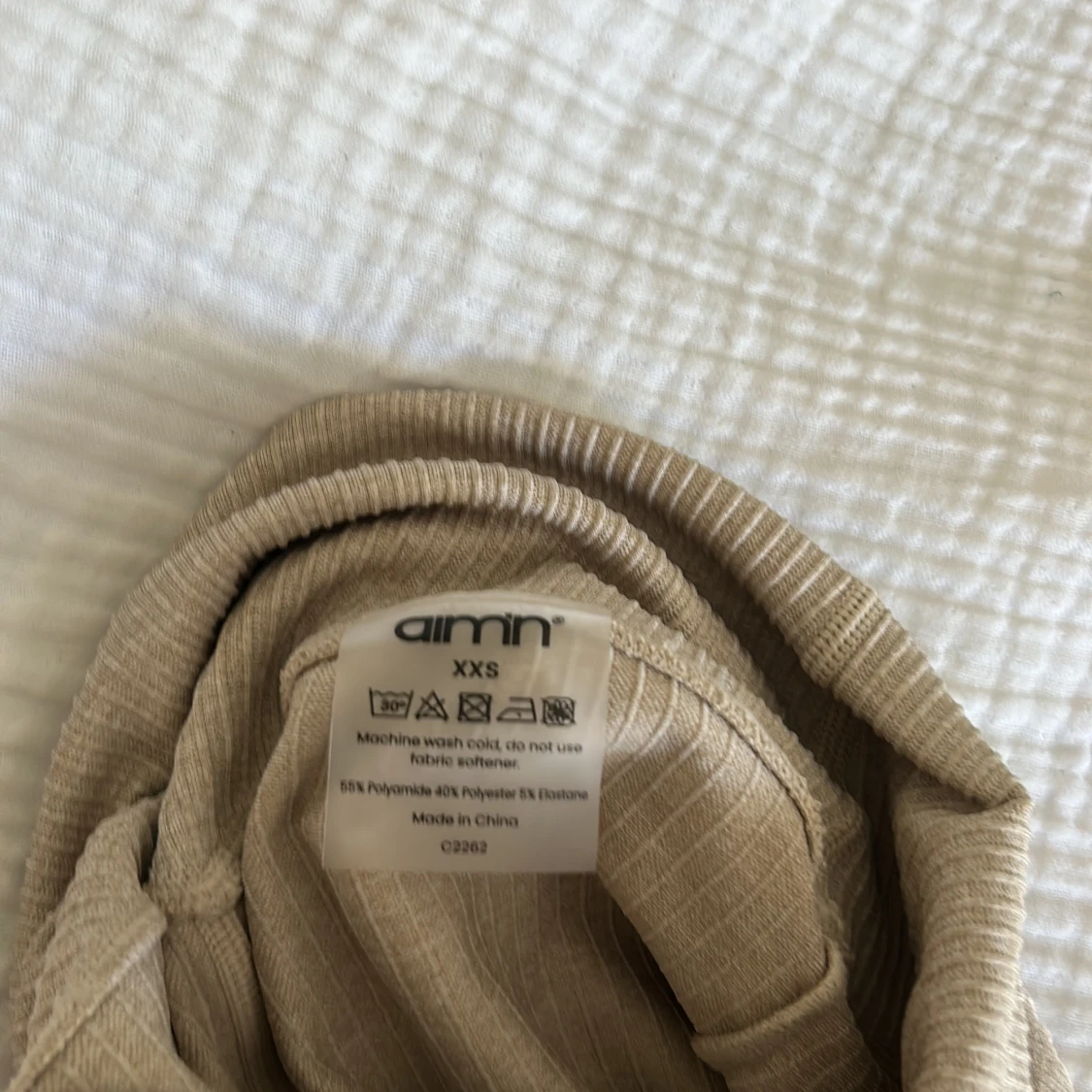 Beige ribbade byxor från Aim'n XXS - 1