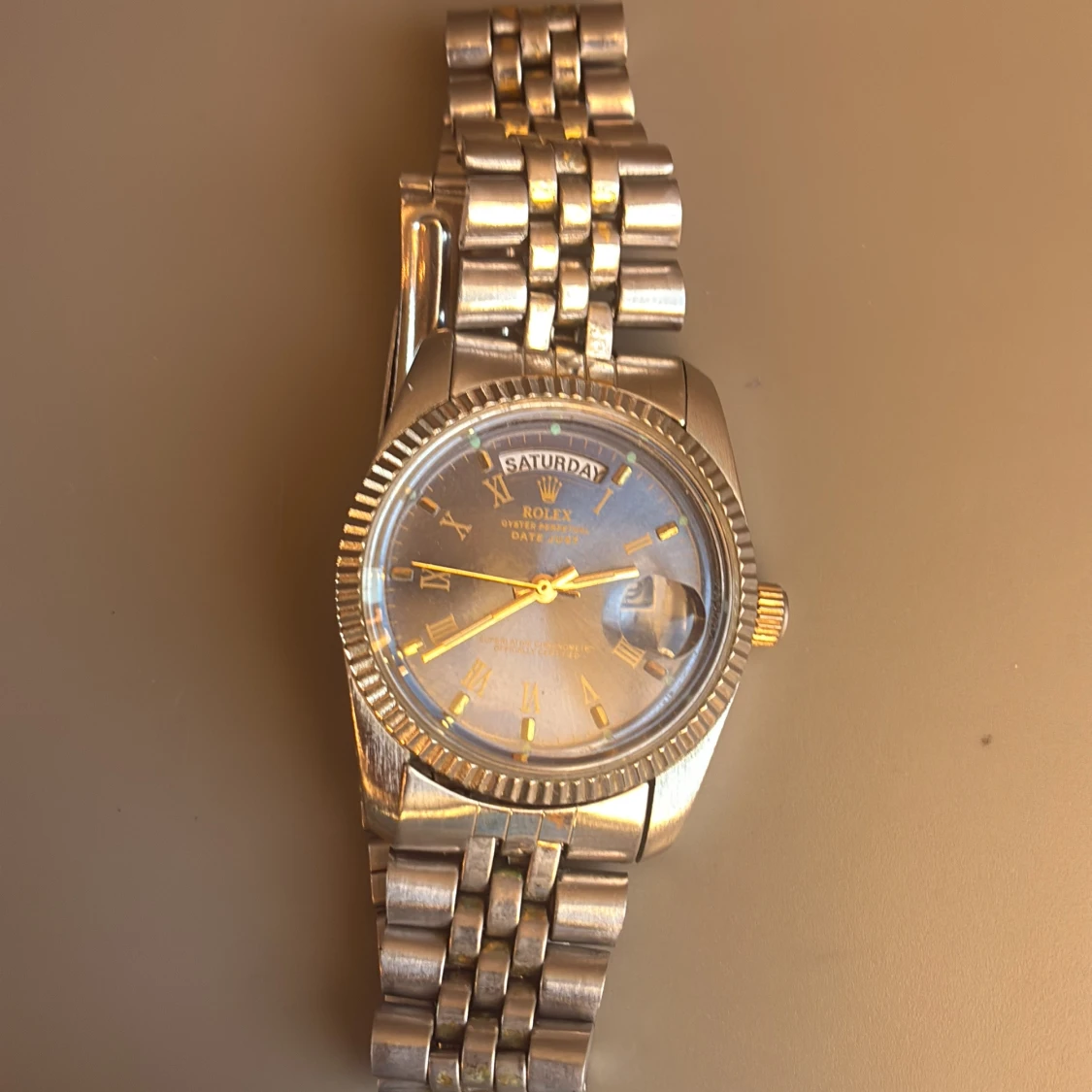 Rolexdatejust blå urtavla stål/guld