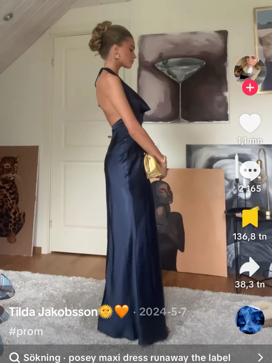 Marinblå långklänning Runaway - 1