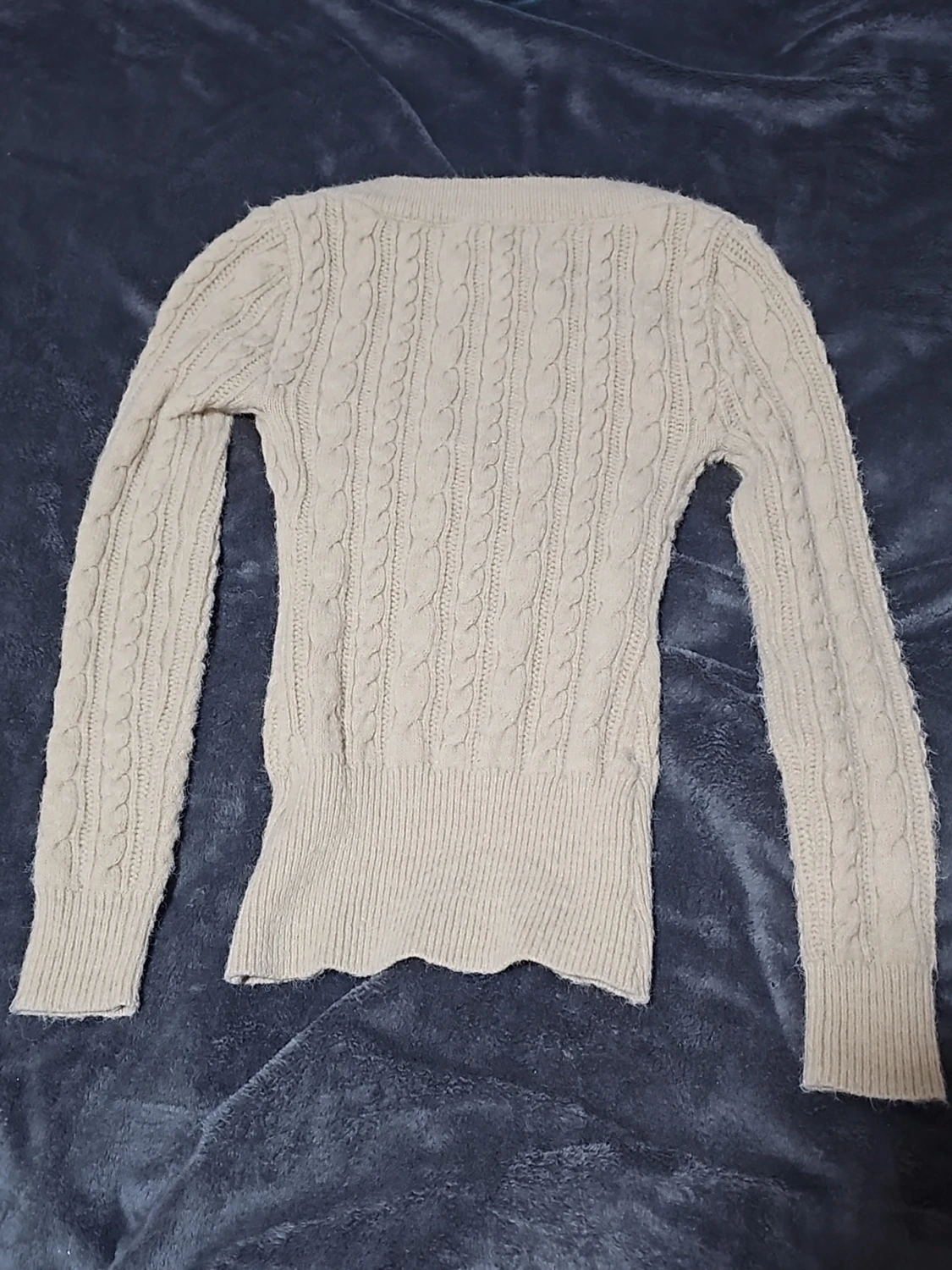 Beige stickad tröja med v-ringning SHEIN - 3