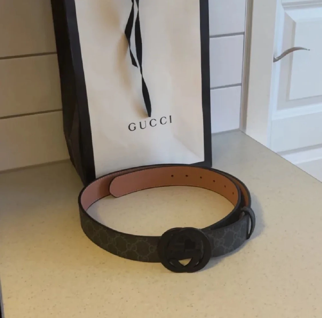 Gucci svart mönstrad bälte