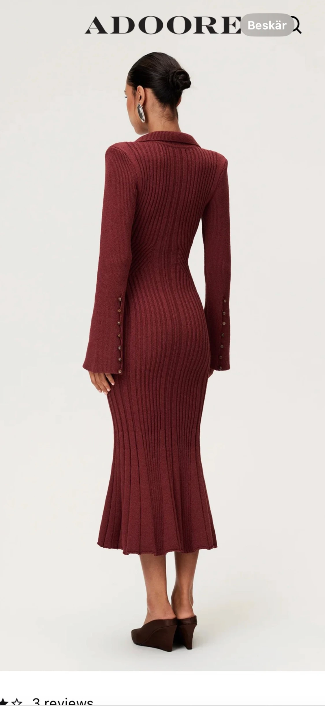 Vinröd ribbad långklänning från Adoore - 1