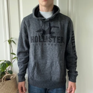 Hollister hoodie grå / svart L  - Hollister hoodie grå / svart L, inga defekter! Lite stor på mig som är 180,75 kg😊