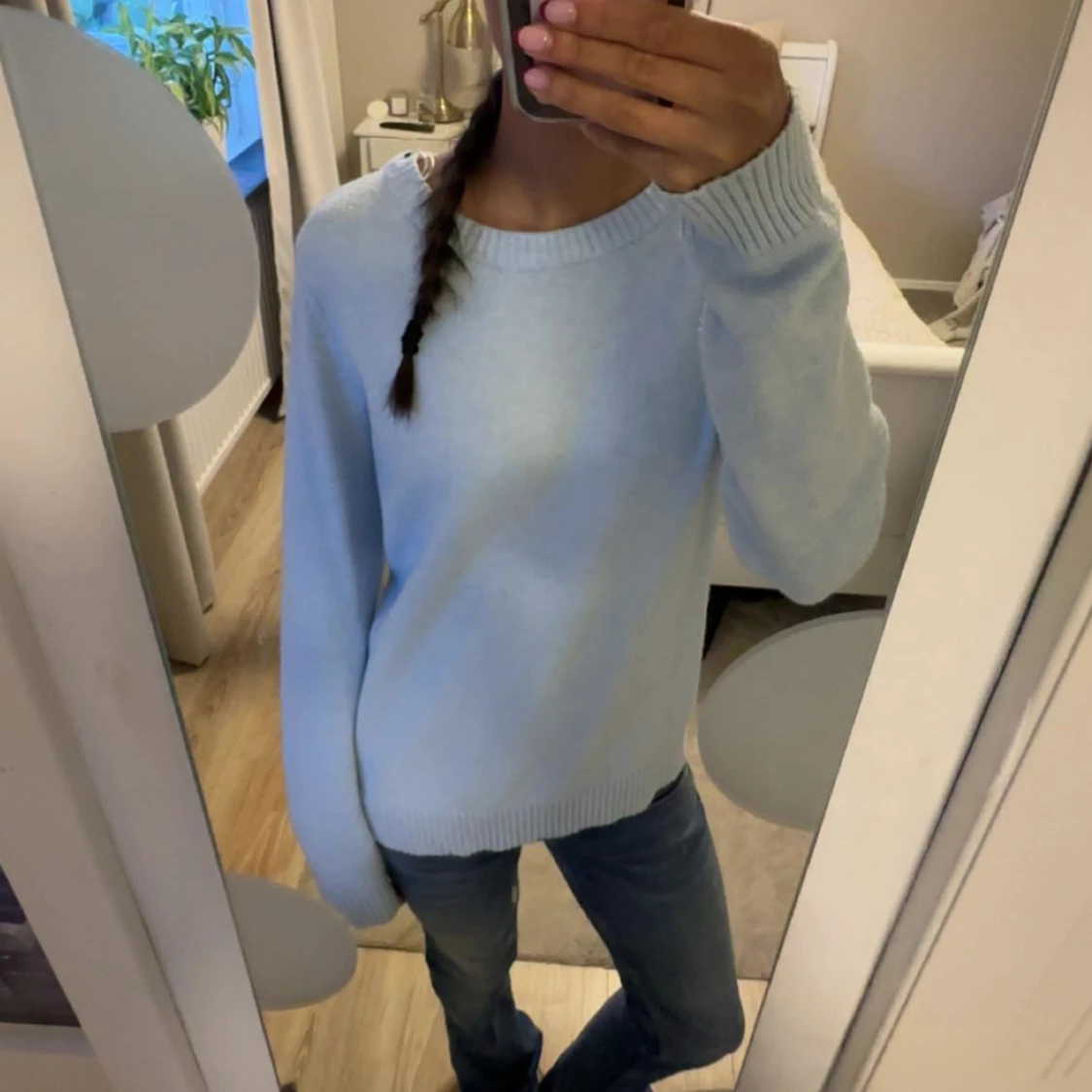 Ljusblå stickad tröja - 1