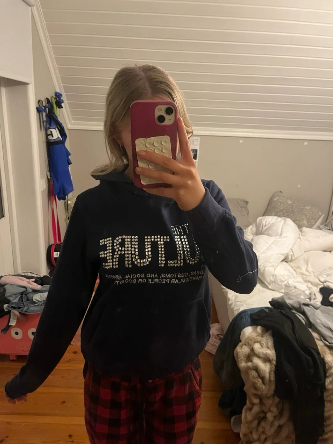 Mörkblå For the culture Hoodie