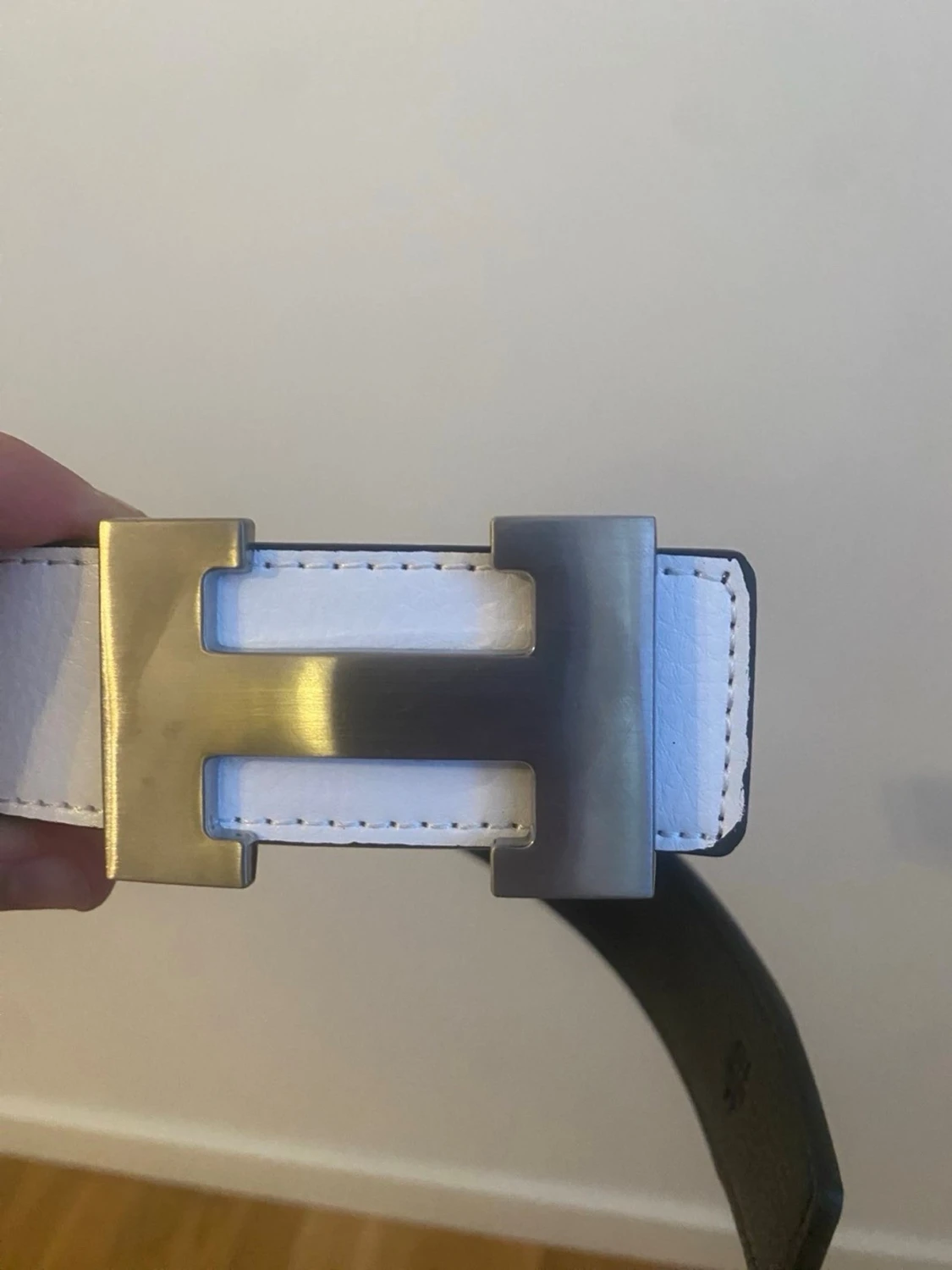 Vit och svart h-ermes skärp i skinn - 1