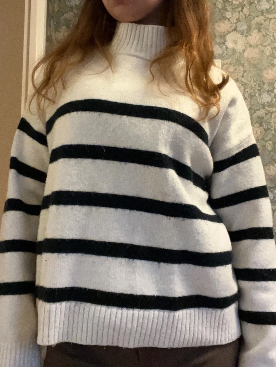 Vit och svart randig polotröja - 1