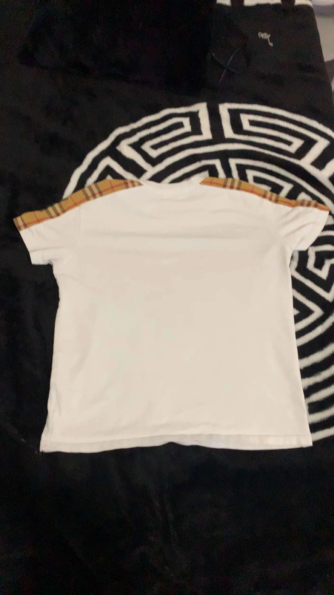 Vit Burberry t-shirt med rutiga ärmar - 3