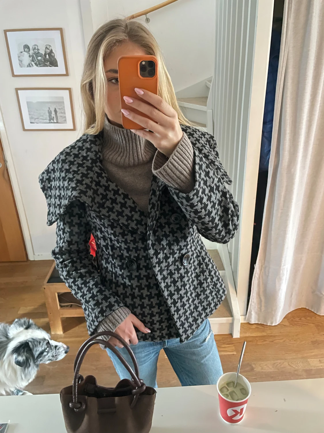 unik grå-svart rutig skepparkavaj - 2