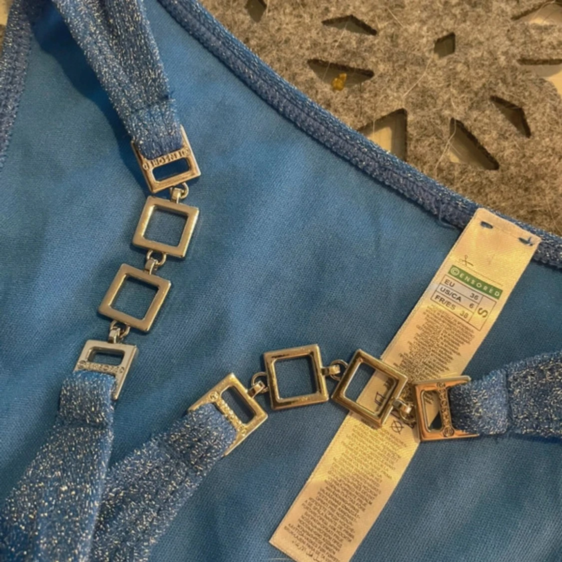 Blå glittrig bikiniunderdel Censored S - 3