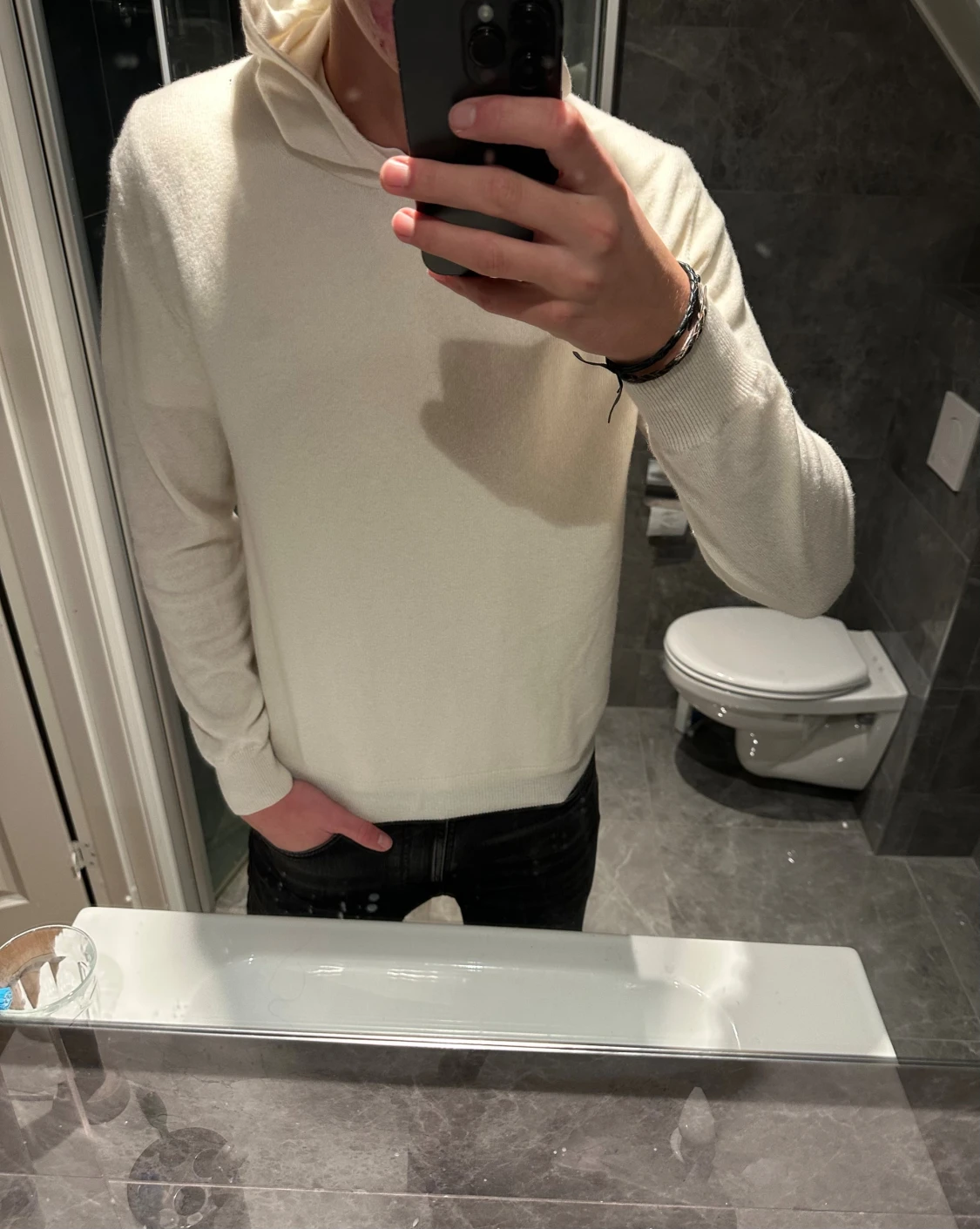 Beige kashmir hoodie Oscar Jacobsson 